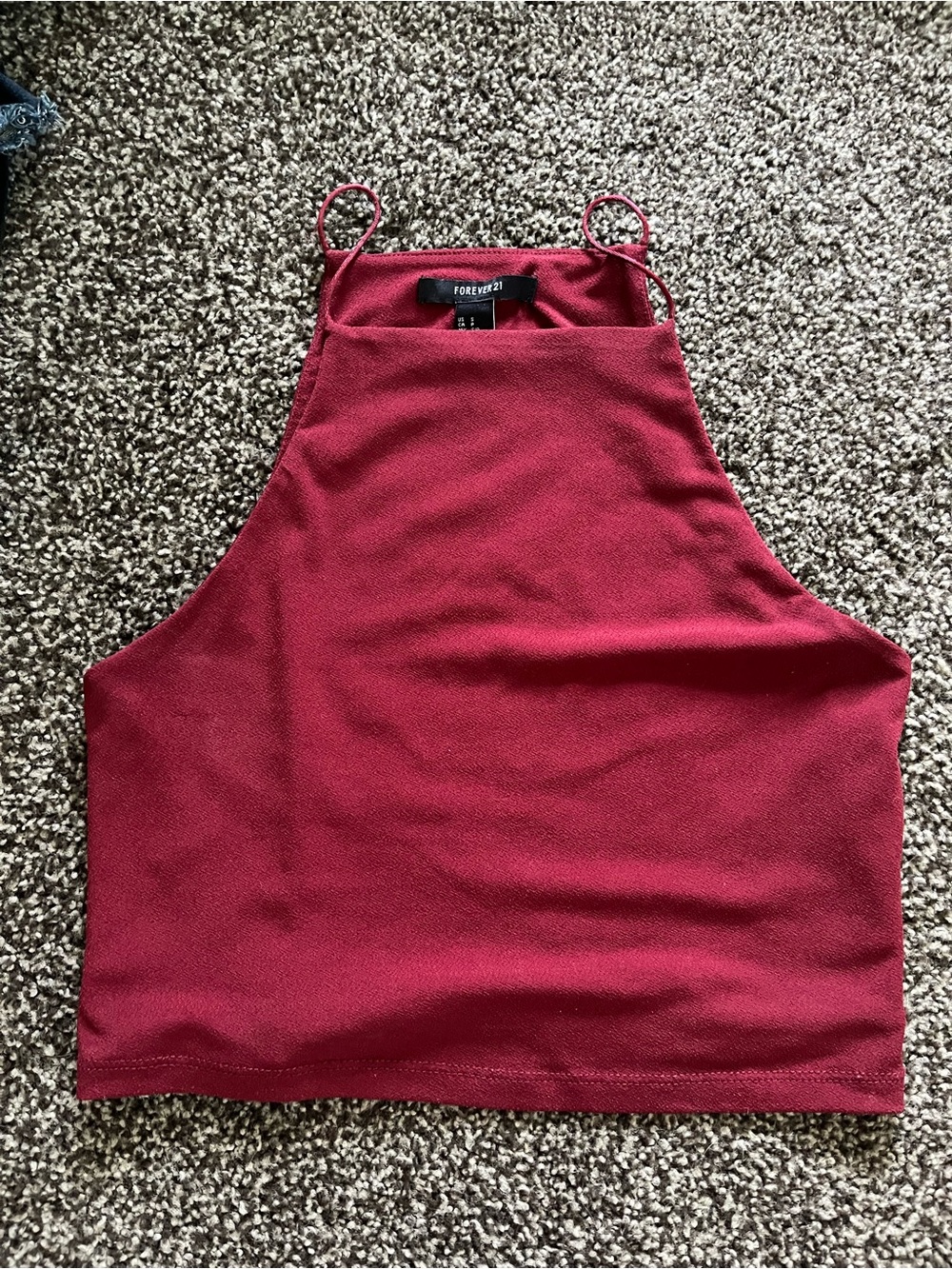 Forever 21 Burgundy High-Neck Cropped Cami